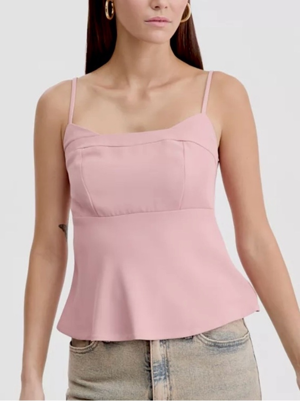 Bar III | Double layered peplum top. Dusty pink.